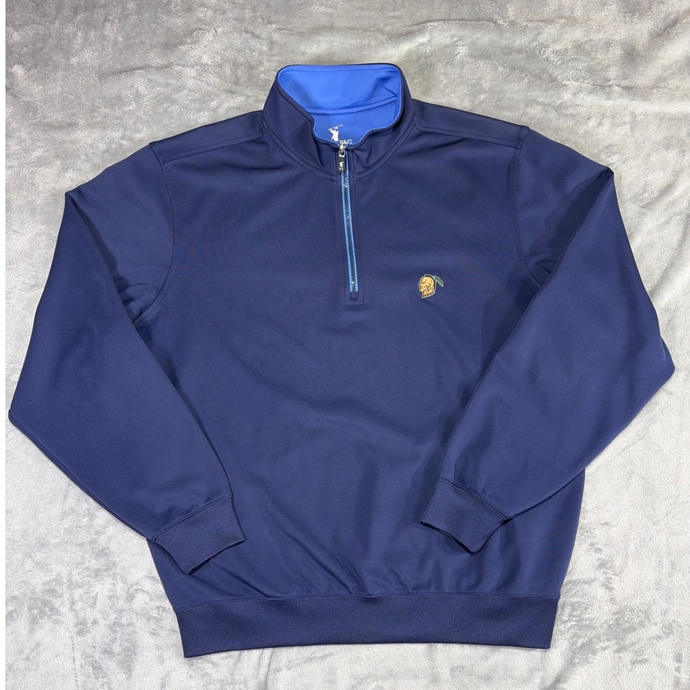 F&G Tech Mens Quarter Zip Golf Pullover Navy Blue XL Native American Logo